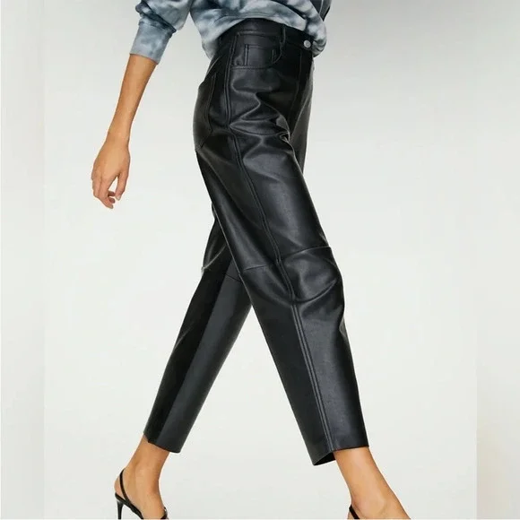 Aritzia Wilfred Oracle Faux Leather High Waisted Pants Black - Picture 2 of 11